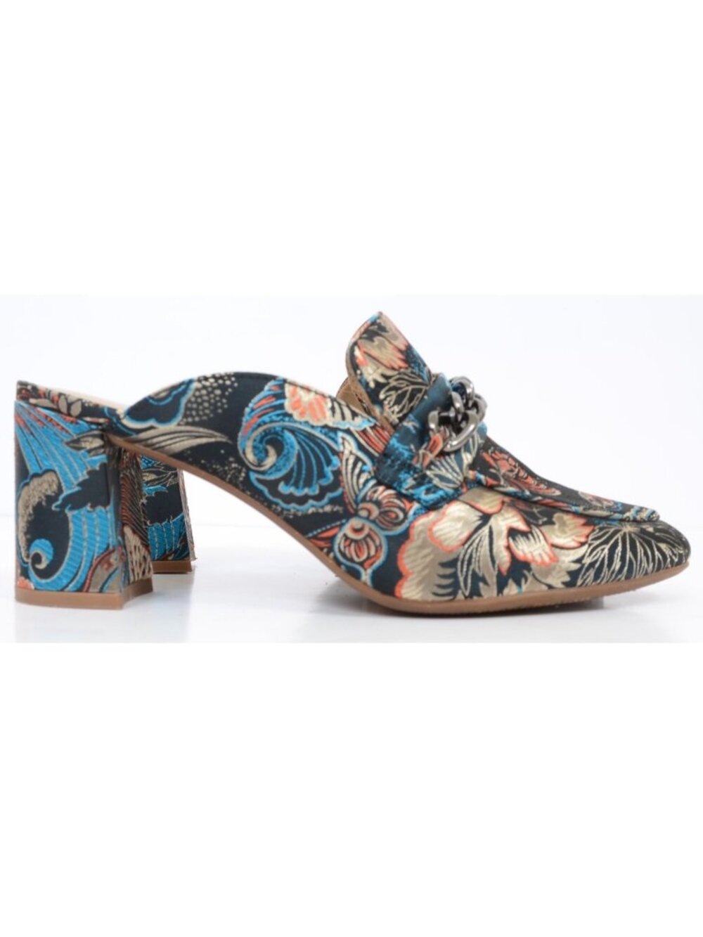 Enzo Angiolini Gilian Brocade Chain Embellishment Floral Slip-on Mule Size 7